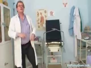 Blond Granny Squirting During A Gyno Checkup